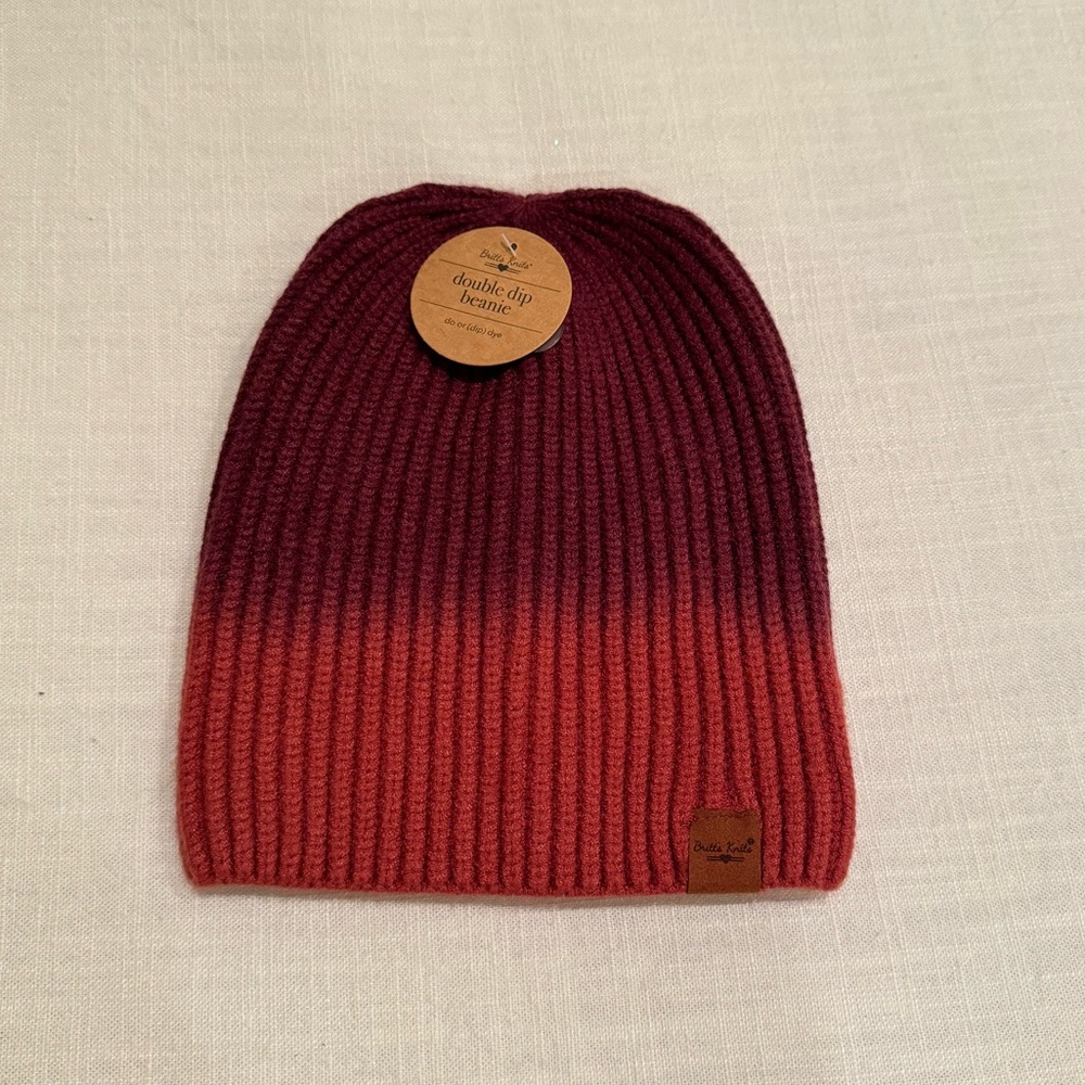 Britt’s Knits Maroon ombré knit beanie